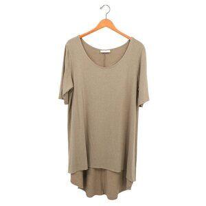 Bryn Walker Soft Knit Oversized Hi/Low Hem Taupe Brown Lagenlook Tunic Top L